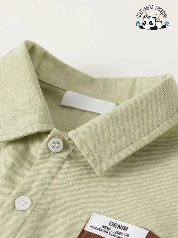 LEZONKIDS - OEM Customizable Little Gentle Short Sleeve and Pant Button Outfits Boys Clothing Sets 2-14 Years Old